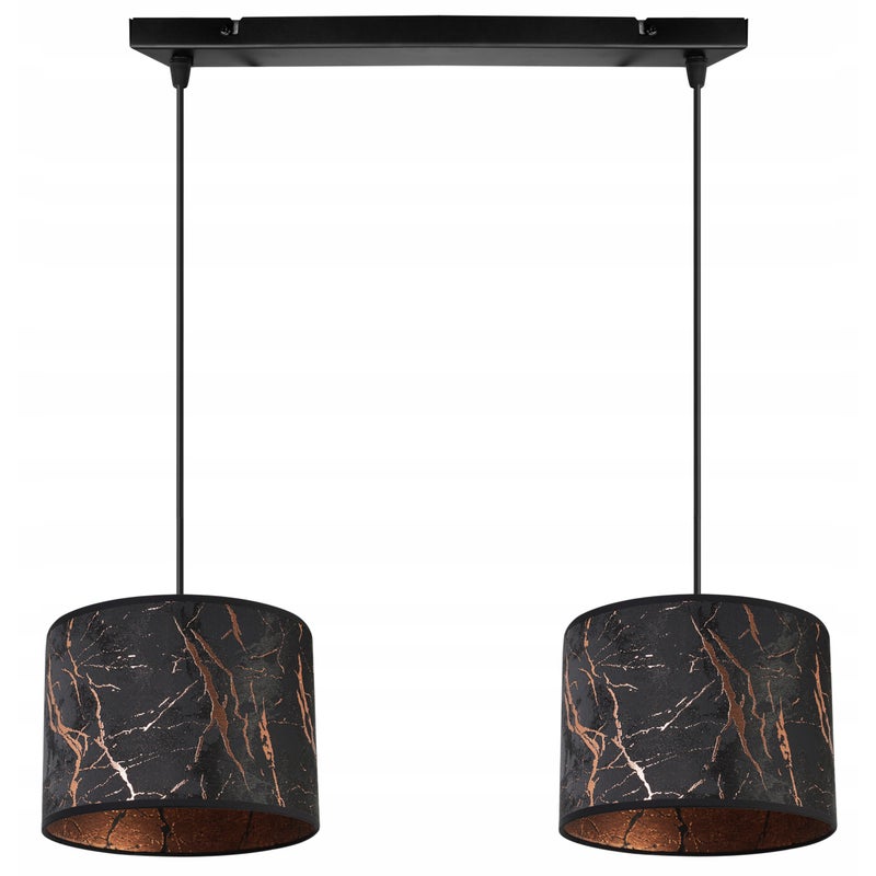 Lampa sufitowa wisząca boho Werona 2xE27 klosz owalny wzorzysty czarny/miedziany Light Home LH