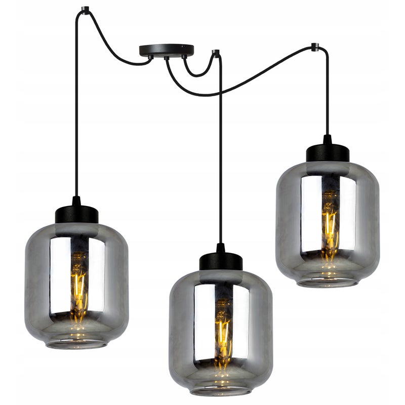 Lampa sufitowa wisząca Spider Novalja modern 3xE27 abażur walcowato-owalny grafitowy Light Home LH