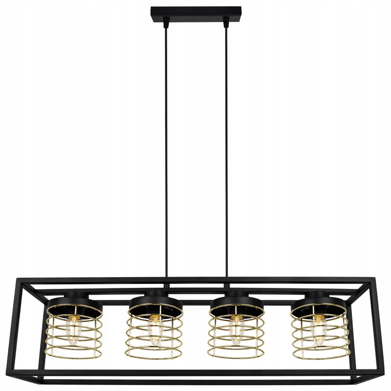 Lampa sufitowa wisząca Rasti Cage modern 4xE27 abażur walec druciak złoty Light Home LH
