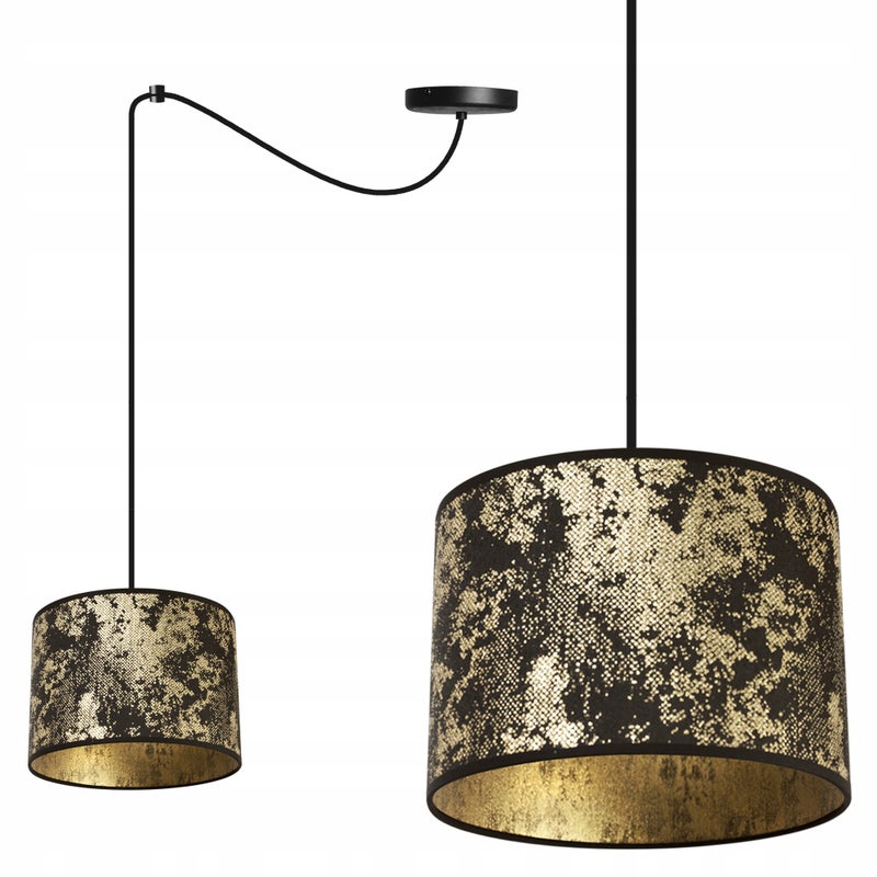 Lampa sufitowa wisząca modern Werona 1xE27 klosz owalny wzorzysty złoty/czarny Light Home LH