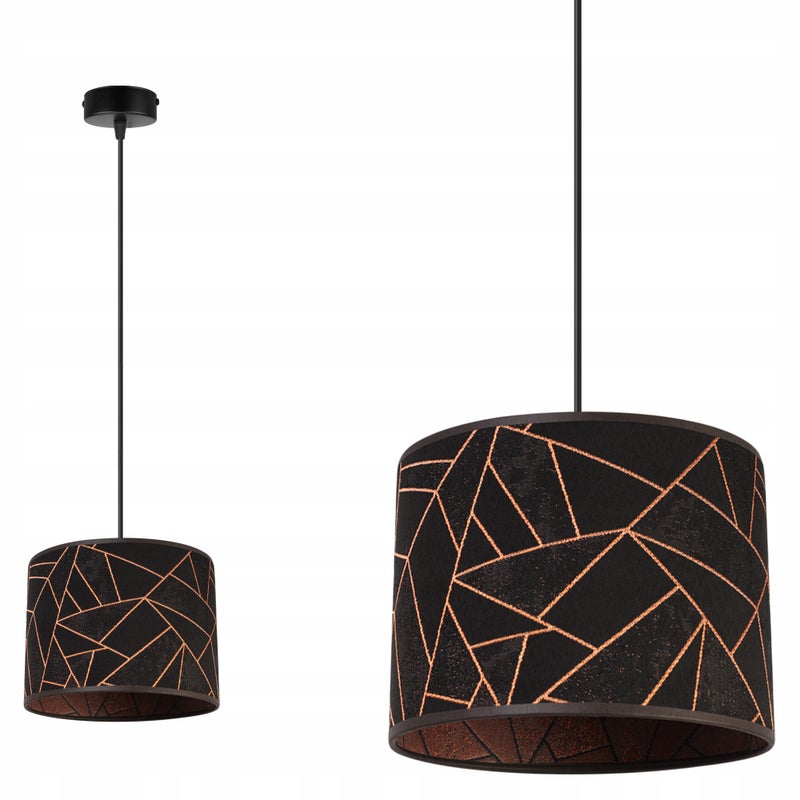 Lampa sufitowa wisząca glam Werona 1xE27 klosz owalny wzorzysty czarny/miedziany Light Home LH