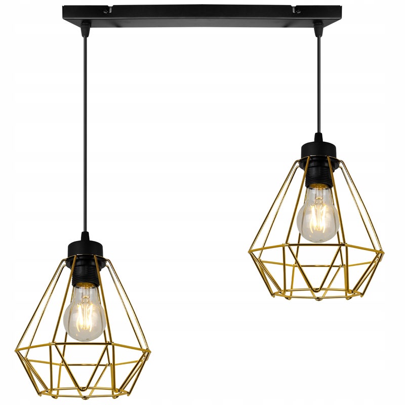 Lampa sufitowa wisząca Nuvola Gold boho 2xE27 abażur druciany złoty Light Home LH