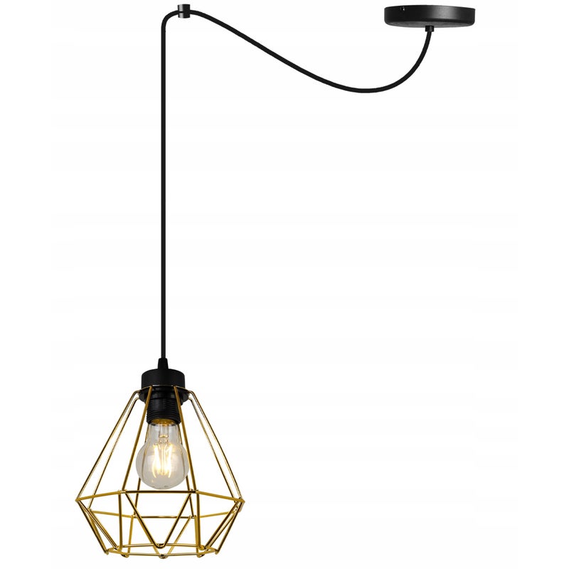 Lampa sufitowa wisząca Spider Nuvola Gold modern 1xE27 abażur druciany złoty Light Home LH