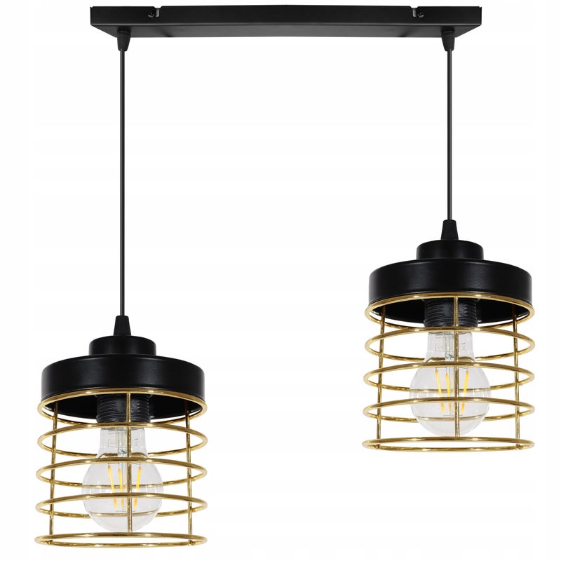 Lampa sufitowa wisząca modern Rasti 2xE27 klosz prostokątny druciak miodowy Light Home LH