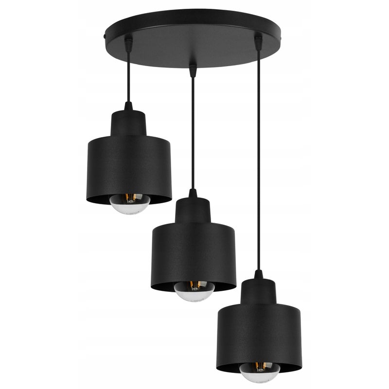 Lampa sufitowa wisząca Panta modern 3xE27 abażur walec czarny Light Home LH