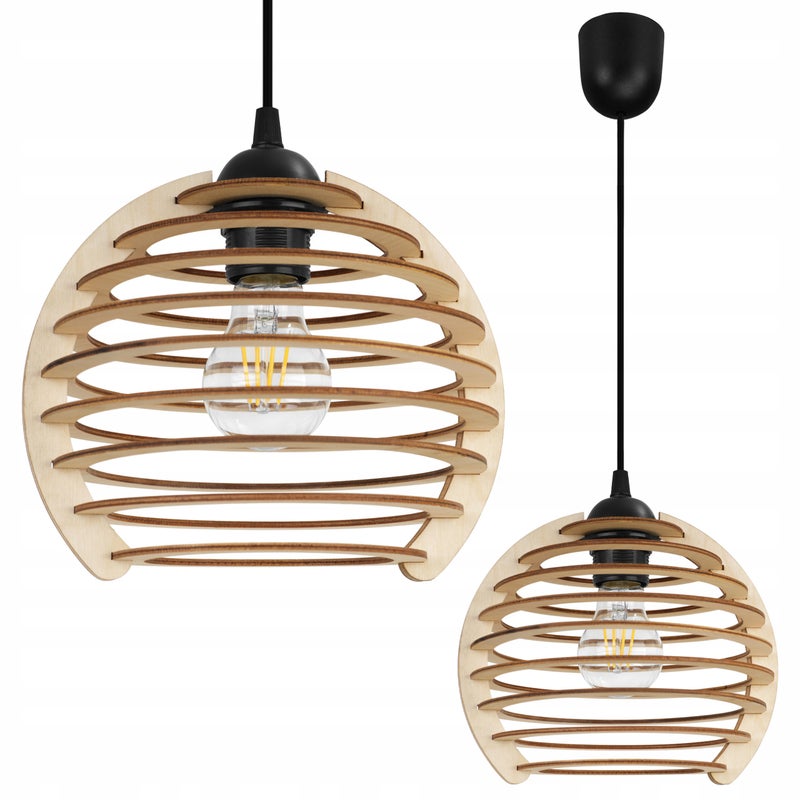Lampa sufitowa wisząca Timber modern 1xE27 abażur kula drewniana Light Home LH