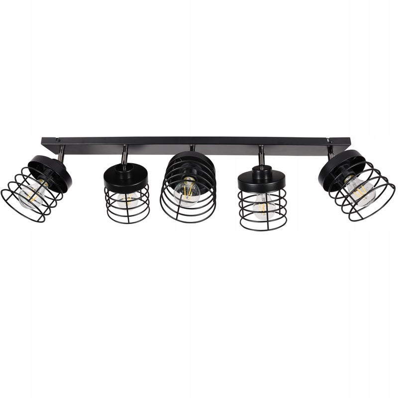 Lampa sufitowa wisząca modern Rasti 5xE27 klosz prostokątny druciak czarny Light Home LH