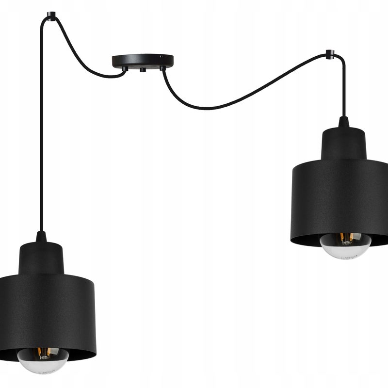 Lampa sufitowa wisząca Spider Panta modern 2xE27 abażur walec czarny Light Home LH