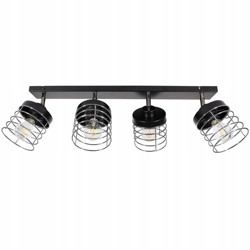 Lampa sufitowa wisząca modern Rasti 4xE27 klosz prostokątny druciak czarny Light Home LH