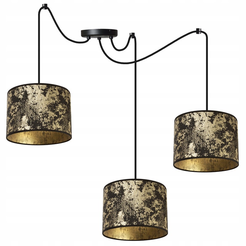 Lampa sufitowa wisząca modern Werona 3xE27 klosz owalny wzorzysty złoty Light Home LH