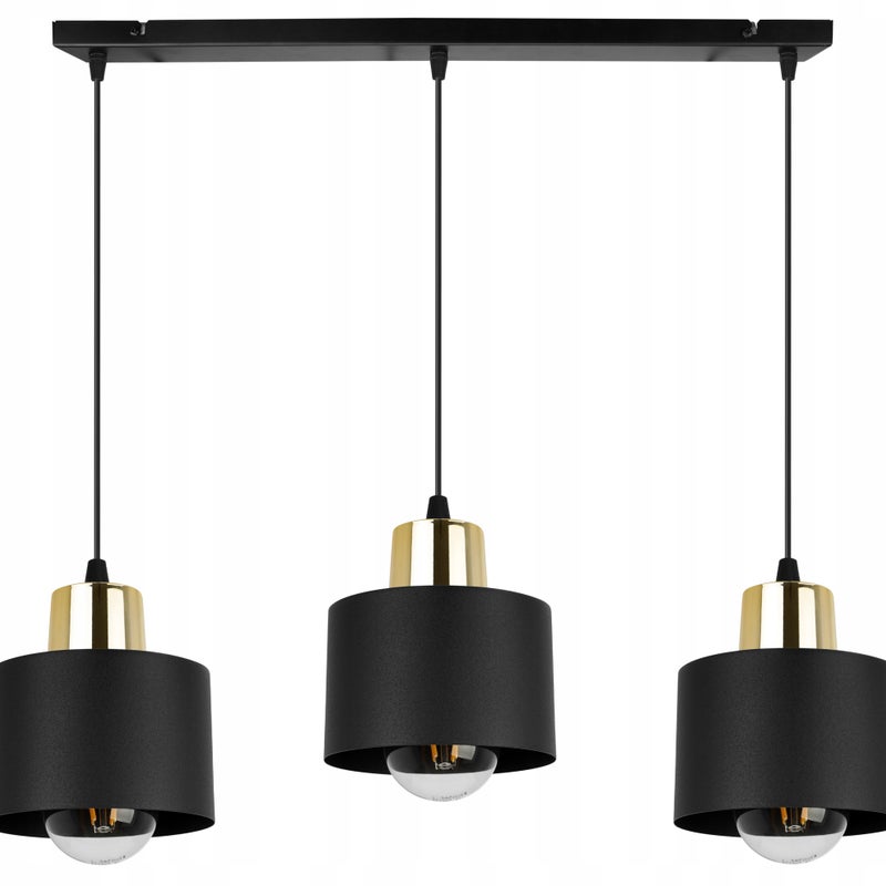Lampa sufitowa wisząca Panta modern 3xE27 abażur owalny czarny/złoty Light Home LH