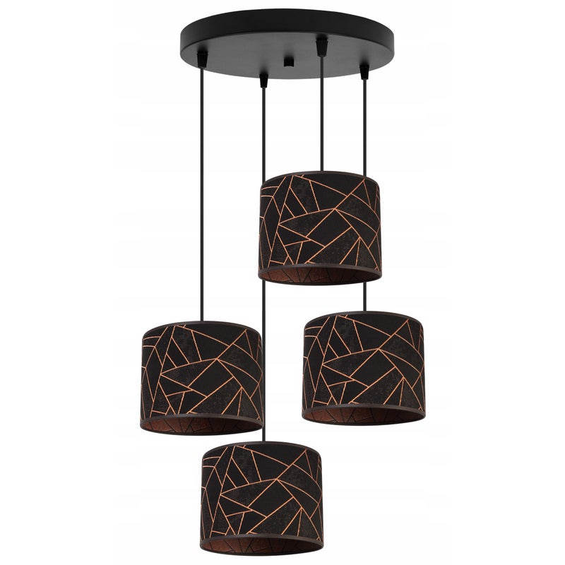 Lampa sufitowa wisząca boho Werona 4xE27 klosz owalny wzorzysty czarny/miedziany Light Home LH