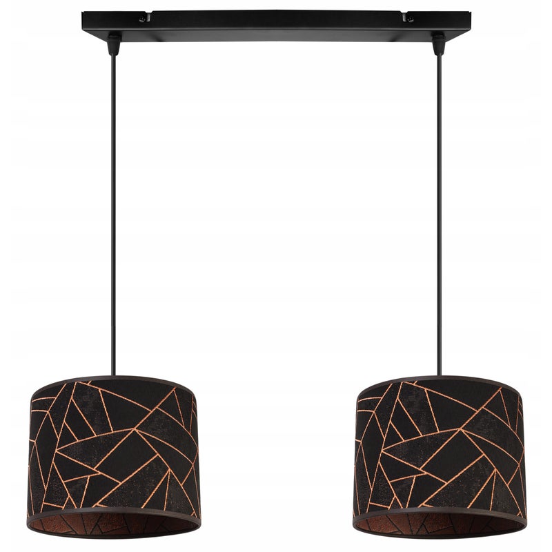 Lampa sufitowa wisząca boho Werona 2xE27 klosz owalny wzorzysty miedziany/czarny Light Home LH