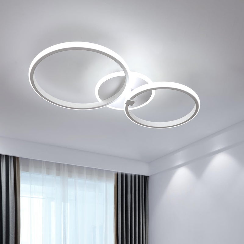 GOECO Plafonnier LED Moderne, Okrągła Lampa Sufitowa LED 42W 3500LM, Żyrandol LED Sufitowy z Aluminium i Akrylu do Salonu, Sypialni, Kuchni, Lo