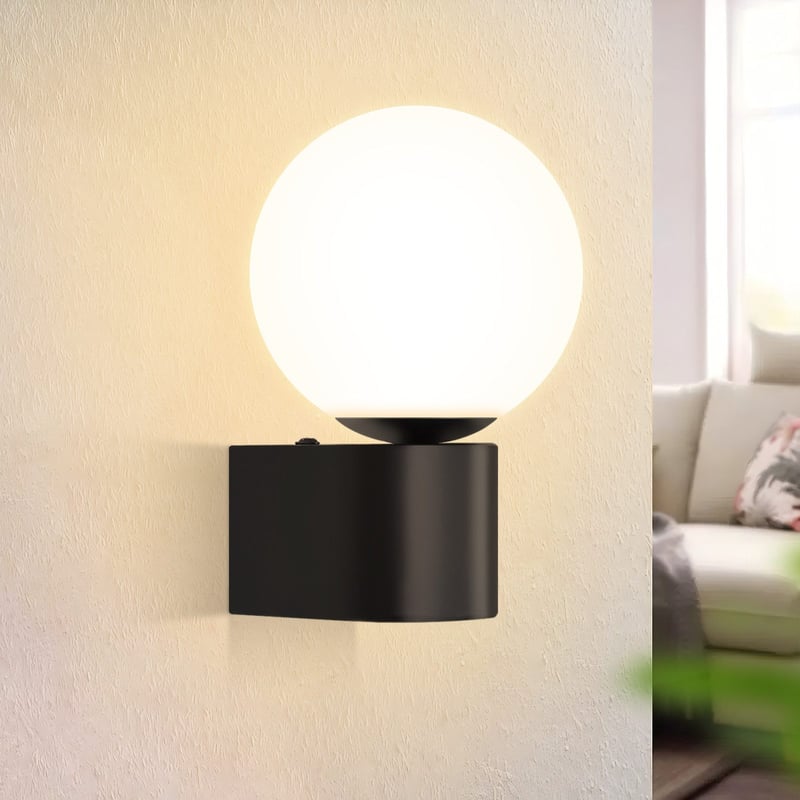 ZMH Kinkiet wewnętrzny lampa do korytarza czarno-biała G9 oświetlenie ścienne szklana kula salon