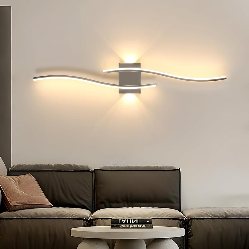 GLAMARIS Wewnętrzna Lampa Ścienna LED, Nowoczesny Kinkiet 27W 3000LM, Design Linii, 3000K, do Sypialni Przedpokoju Salonu Schodów