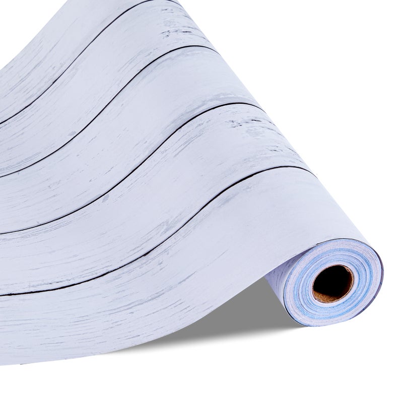 Folia samoprzylepna do tapet VEVOR 45 cm x 15 m, tapeta ścienna, naklejka na meble, biały, imitacja drewna
