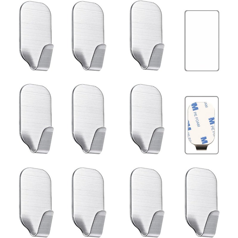 Małe samoprzylepne wieszaki na ręczniki ze stali nierdzewnej, bez wiercenia, do łazienki i kuchni, mocne haczyki samoprzylepne do montażu na ścianie