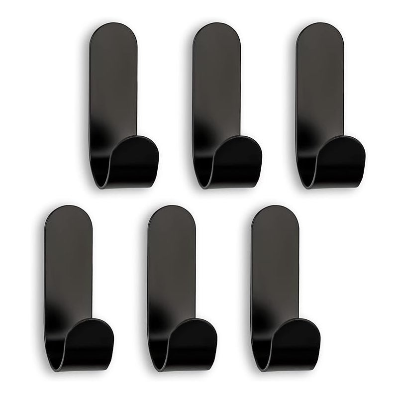 Zestaw 6 samoprzylepnych uchwytów na ręczniki - haczyki samoprzylepne ze stali nierdzewnej, do łazienki, kuchni, szafy - czarne haczyki ścienne