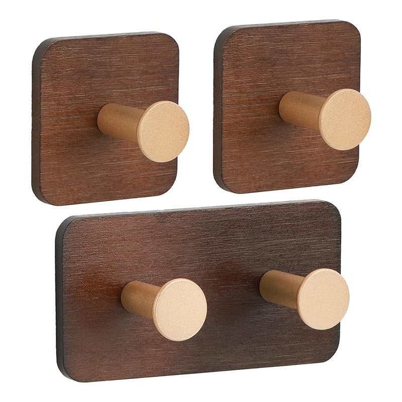 Samoprzylepne haczyki ścienne, 3 sztuki, wieszak na ręczniki, mocne wieszaki samoprzylepne, na kurtki, szaliki, czapki (brązowe)