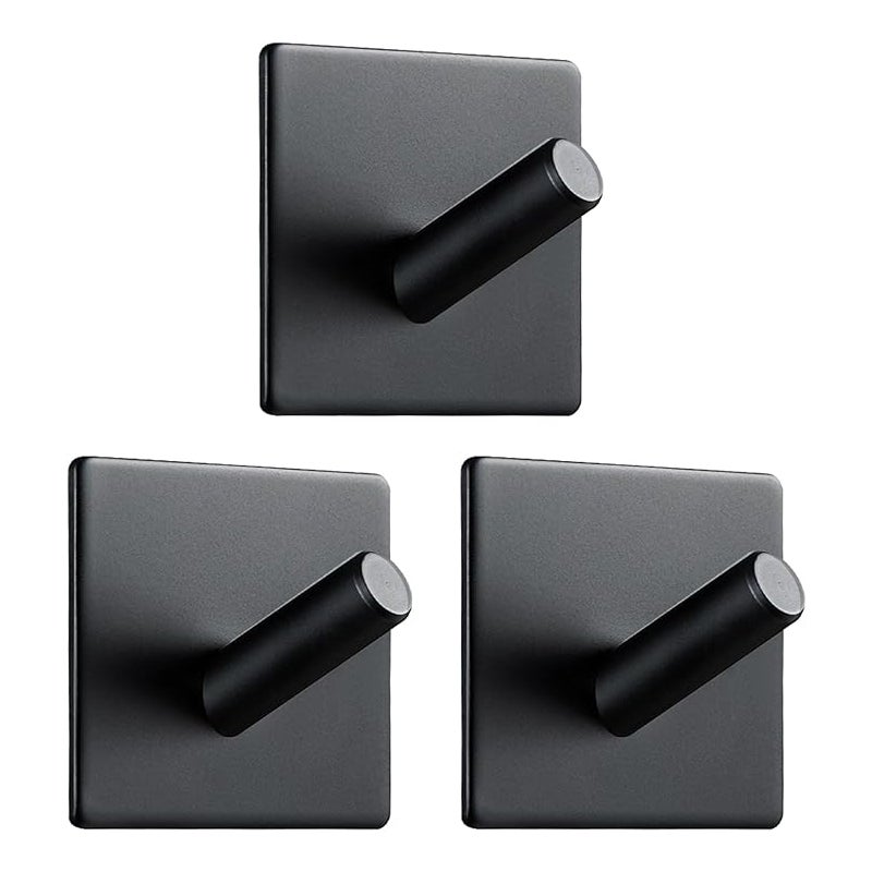 Wieszak na ręczniki bez wiercenia, 3 czarne, wyjątkowo mocne haczyki samoprzylepne do łazienki i kuchni