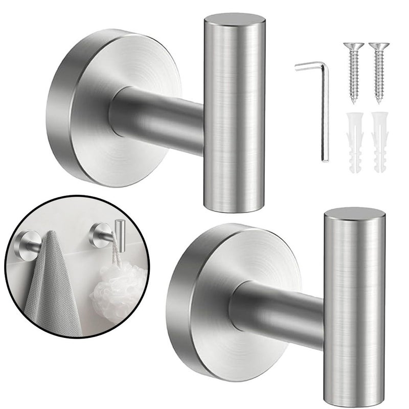 Perforowane haczyki do zawieszania ubrań i kapeluszy w łazience lub kuchni, stal nierdzewna, zestaw 2 szt., wieszaki, haczyki ścienne, srebrne