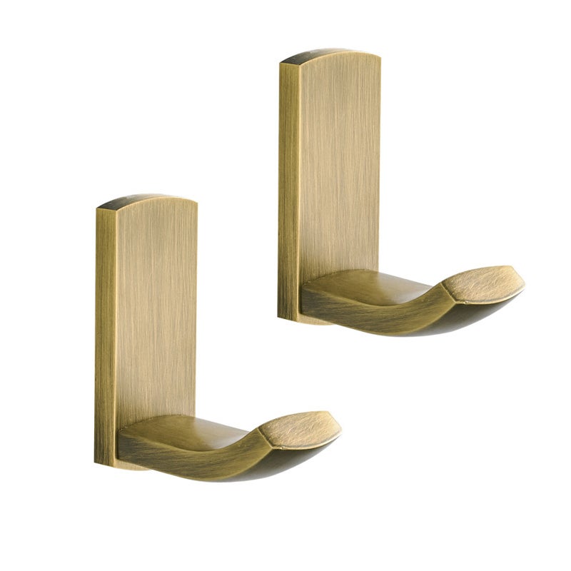 Zestaw 2 mosiężnych wieszaków ściennych do prysznica, wieszaków na ręczniki, wieszaków na ubrania, akcesoriów kuchennych i łazienkowych (brąz antyczn