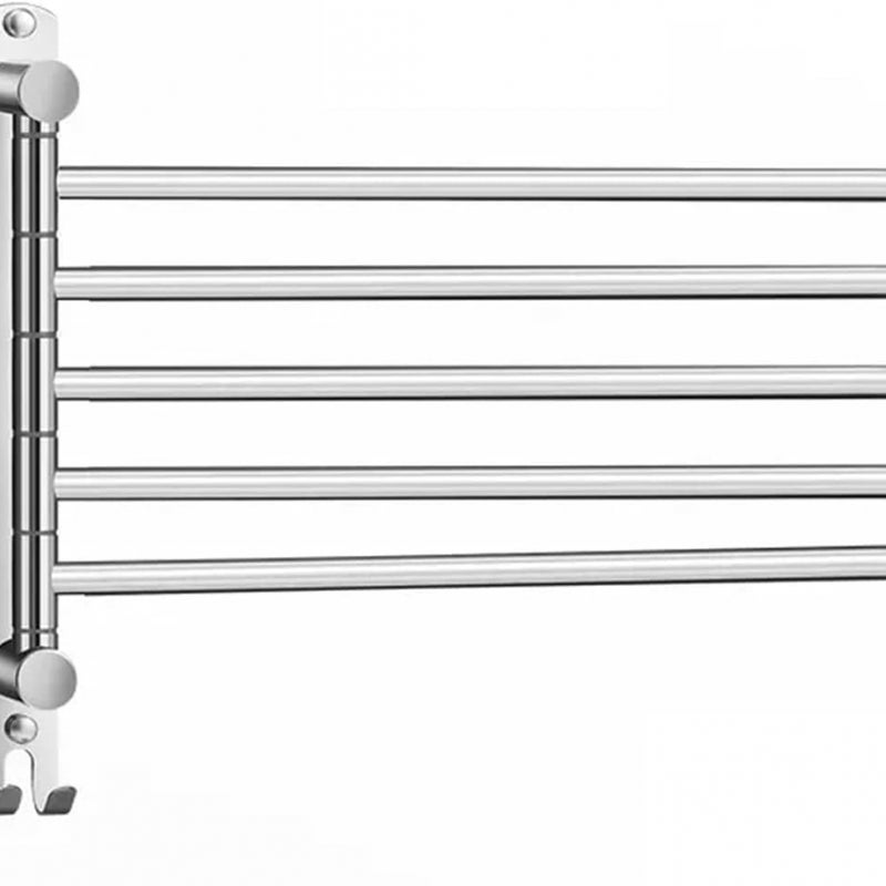 5-ramienny obrotowy wieszak na ręczniki ze stali nierdzewnej do montażu na ścianie z haczykami (srebrny)