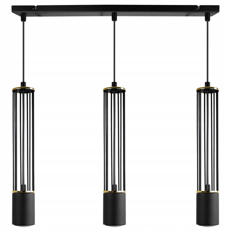 Lampa sufitowa wisząca Aria czarna loft 3xGU10 klosz metal czarny/złoty Light Home LH