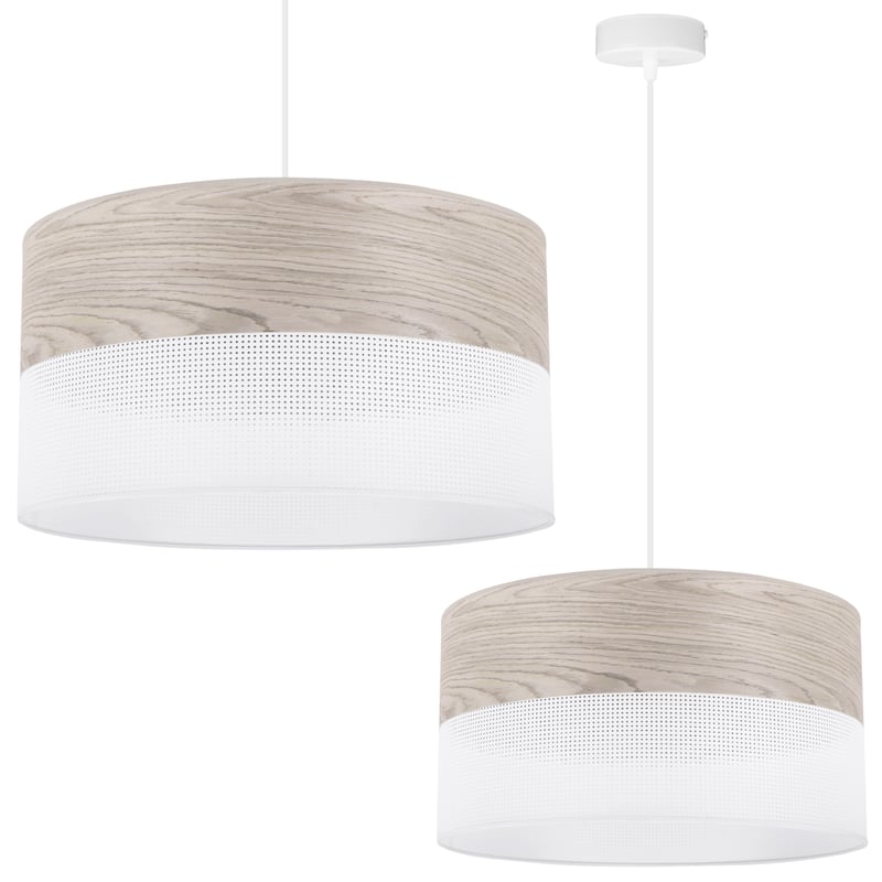 Lampa sufitowa wisząca Wood biały fornir 1xE27 abażur 40cm dąb bielony Light Home LH