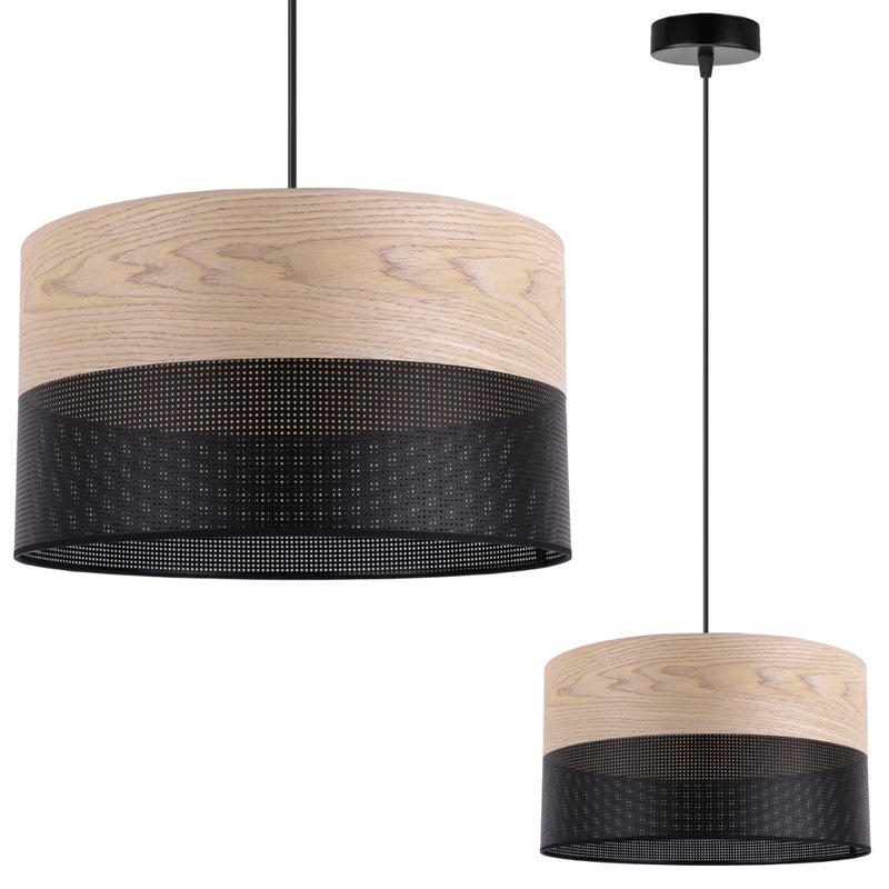 Lampa sufitowa wisząca Wood czarny fornir 1xE27 abażur 30cm dąb klasyczny Light Home LH
