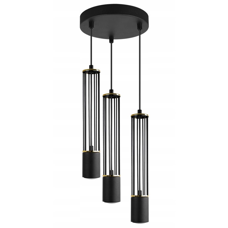 Lampa sufitowa wisząca Aria czarna 20cm loft 3xGU10 klosz metal czarny/złoty Light Home LH