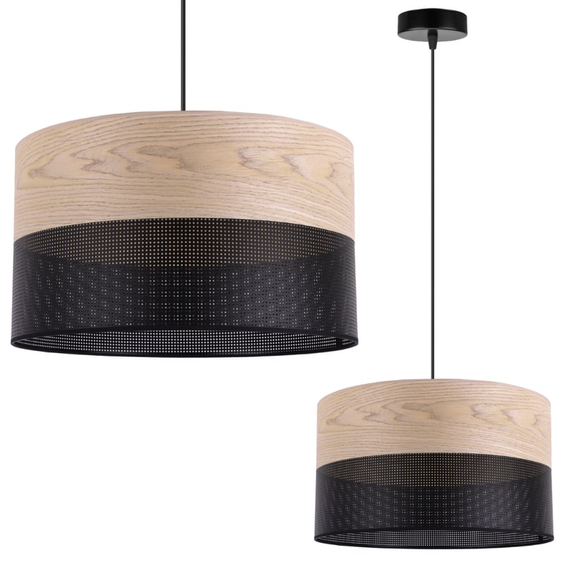 Lampa sufitowa wisząca Wood czarny fornir 1xE27 abażur 35cm dąb klasyczny Light Home LH