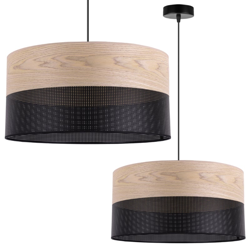 Lampa sufitowa wisząca Wood czarny fornir 1xE27 abażur 44cm dąb klasyczny Light Home LH