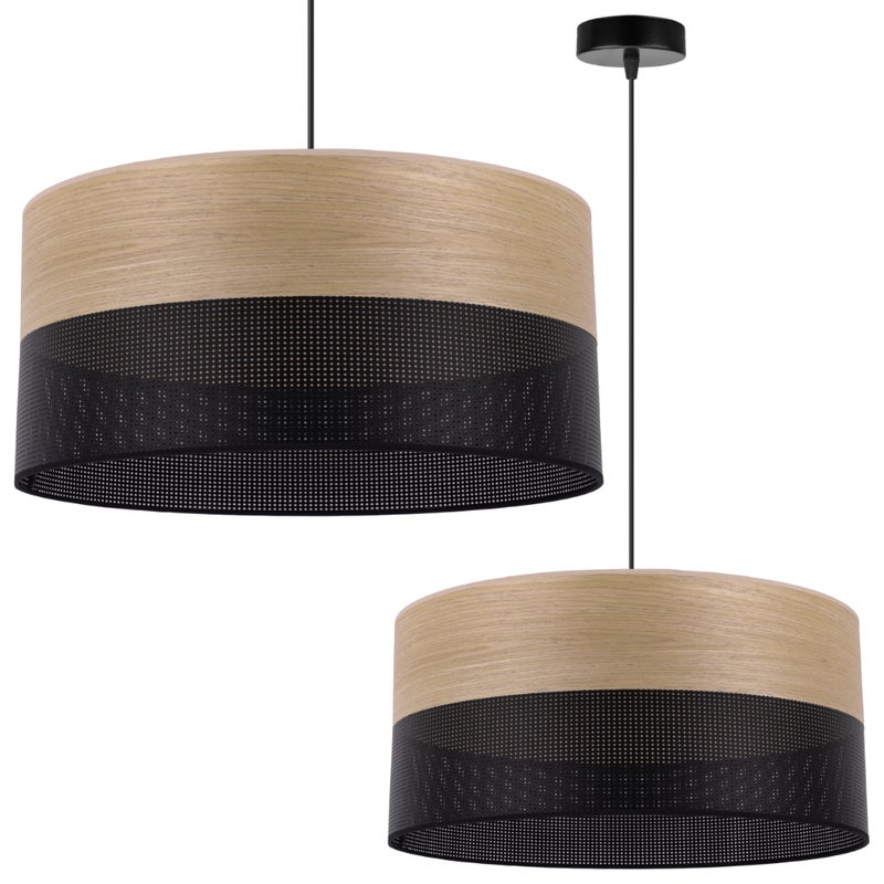 Lampa sufitowa wisząca Wood czarny fornir 1xE27 abażur 44cm dąb złocisty Light Home LH