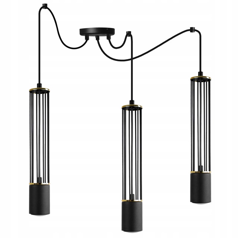 Lampa sufitowa wisząca Aria Spider czarna loft 3xGU10 klosz metal czarny/złoty Light Home LH