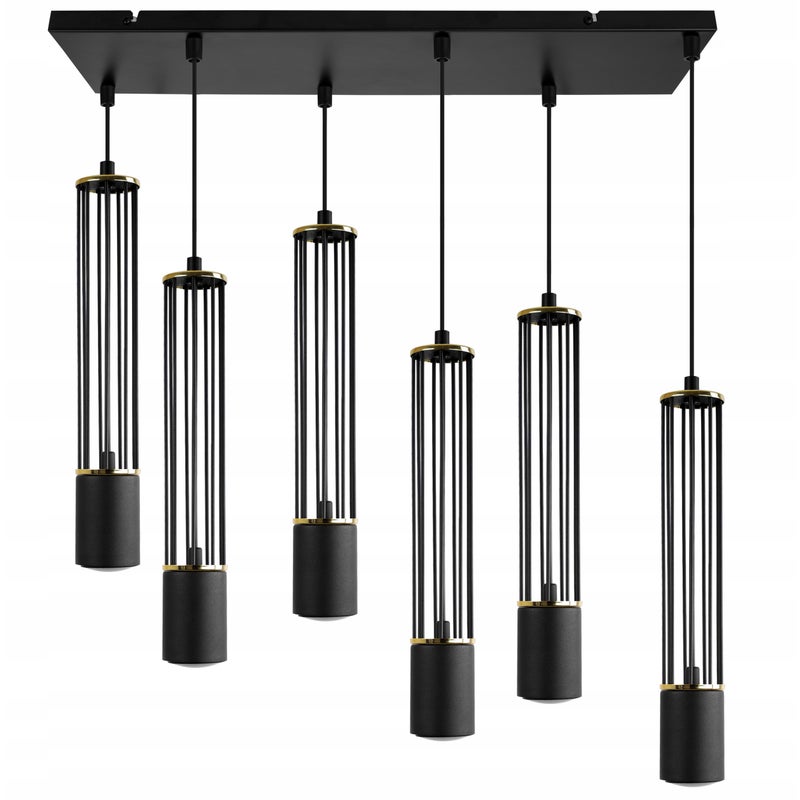Lampa sufitowa wisząca Aria czarna loft 6xGU10 klosz metal czarny/złoty Light Home LH