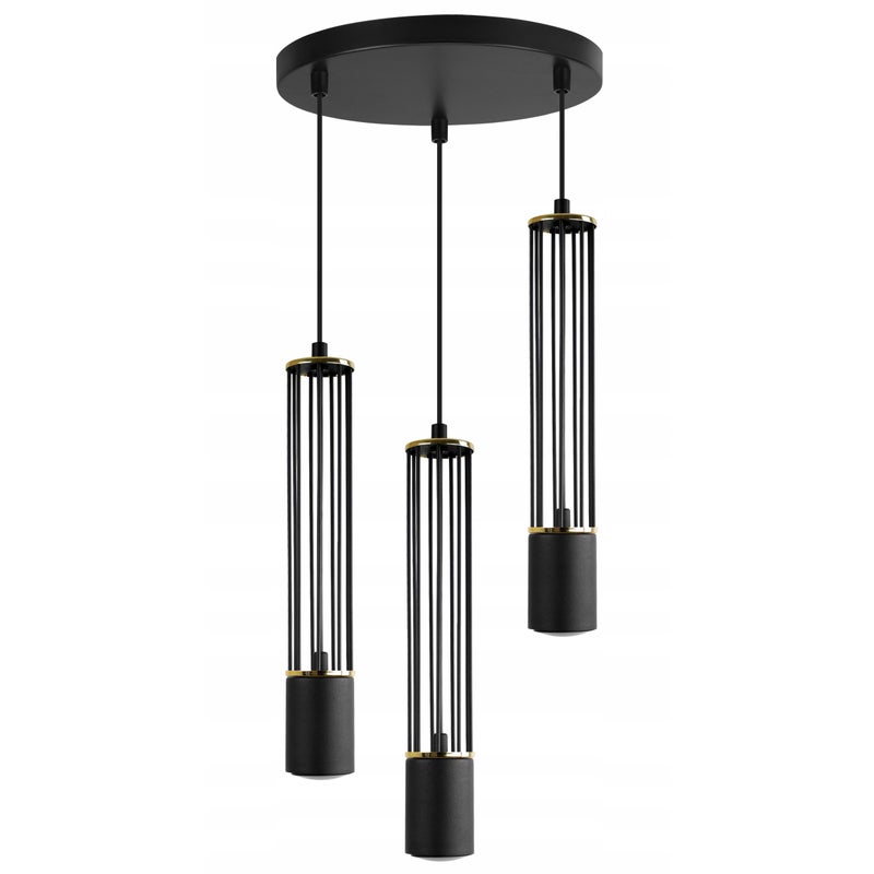 Lampa sufitowa wisząca Aria czarna 30cm loft 3xGU10 klosz metal czarny/złoty Light Home LH
