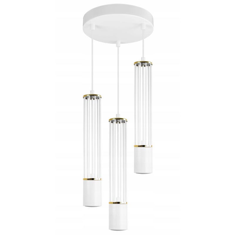 Lampa sufitowa wisząca Aria biała loft 20cm 3xGU10 klosz metal biały/złoty Light Home LH