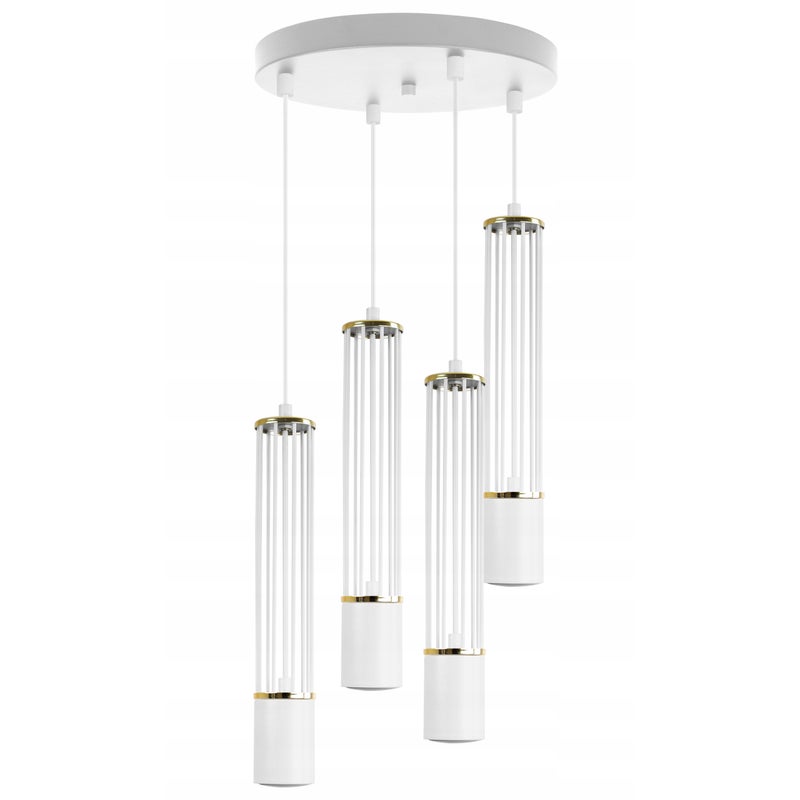 Lampa sufitowa wisząca Aria biała loft 30cm 4xGU10 klosz metal biały/złoty Light Home LH