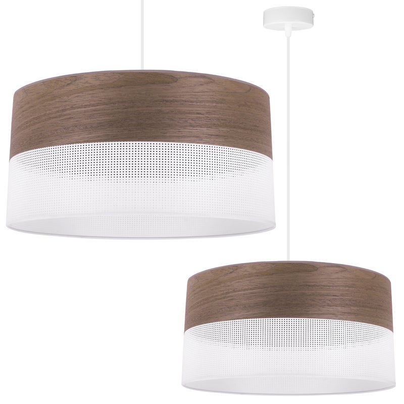 Lampa sufitowa wisząca Wood biały fornir 1xE27 abażur 44cm orzech Light Home LH