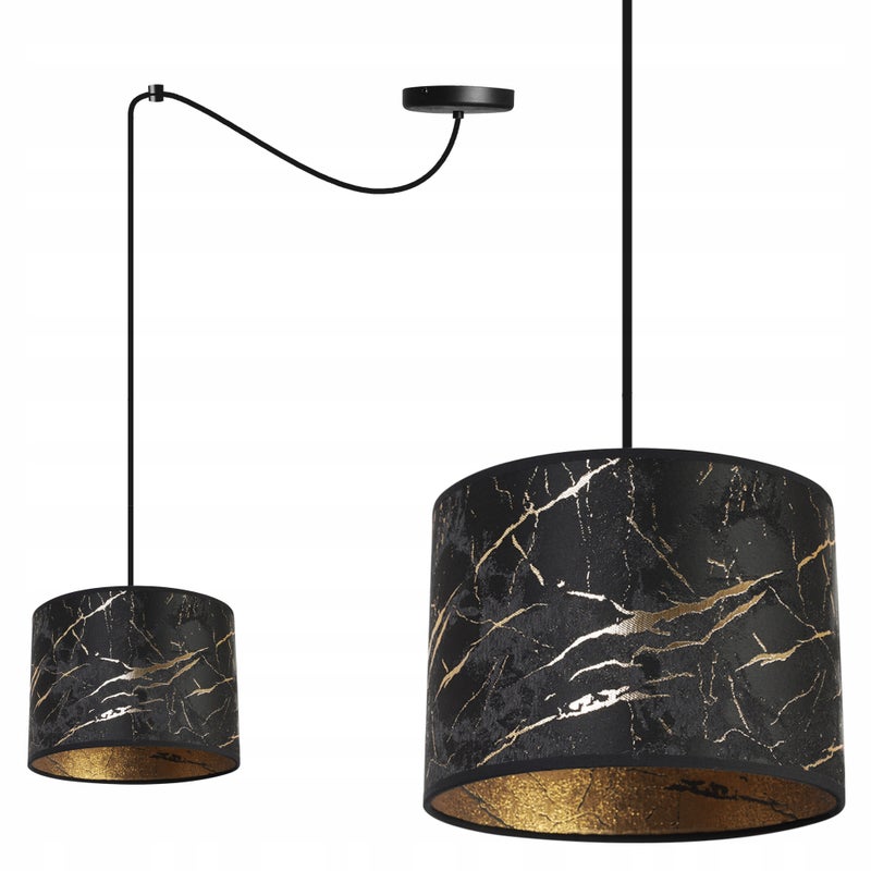 Lampa sufitowa wisząca modern Werona 1xE27 klosz owalny wzorzysty czarny/złoty Light Home LH