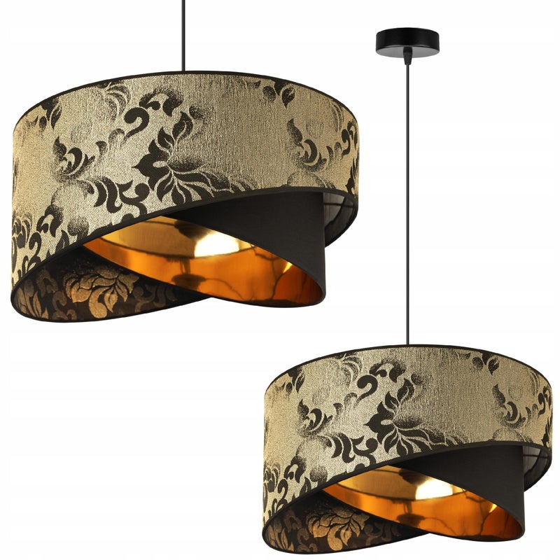 Lampa sufitowa wisząca modern Werona 1xE27 klosz asymetryczny wzorzysty czarno/złoty Light Home LH