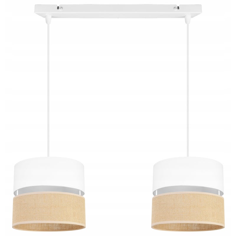 Lampa sufitowa wisząca Juta modern 2xE27 abażur walec biało/beżowy Light Home LH