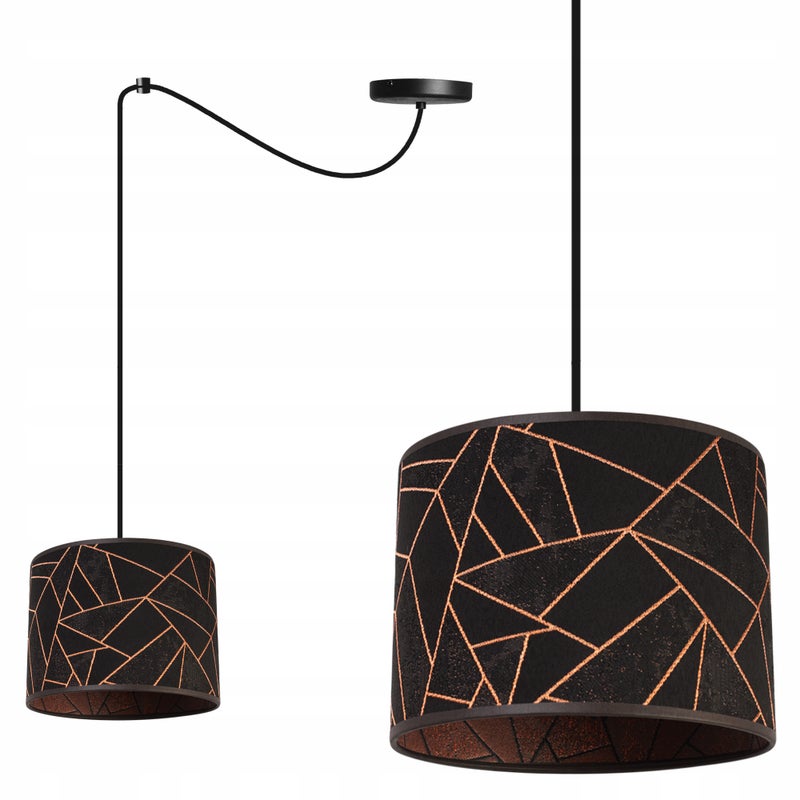 Lampa sufitowa wisząca modern Werona 1xE27 klosz owalny wzorzysty czarny/miedziany Light Home LH