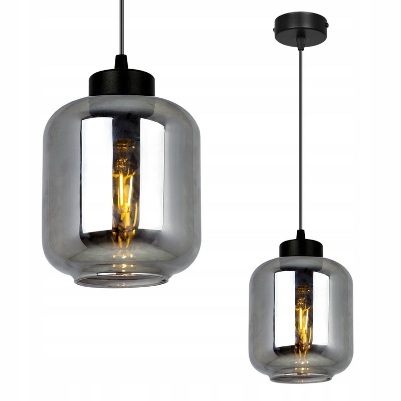 Lampa sufitowa wisząca Novalja modern 1xE27 abażur walcowato-owalny grafitowy Light Home LH
