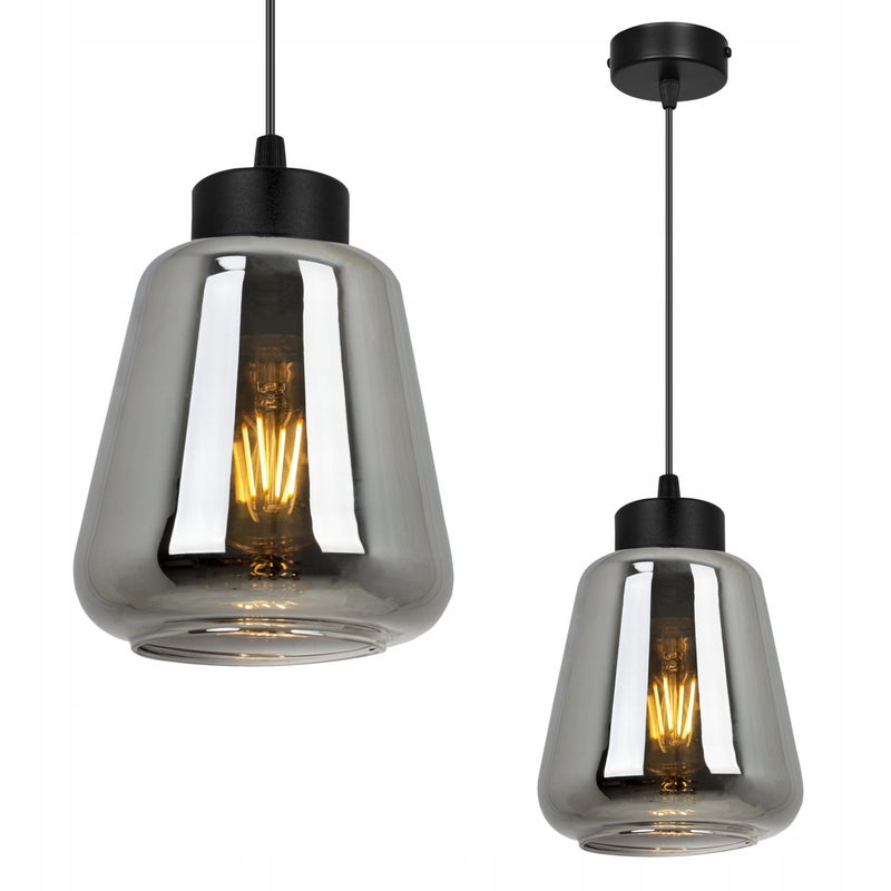 Lampa sufitowa wisząca Rijeka modern 1xE27 abażur trapezowy grafitowy Light Home LH
