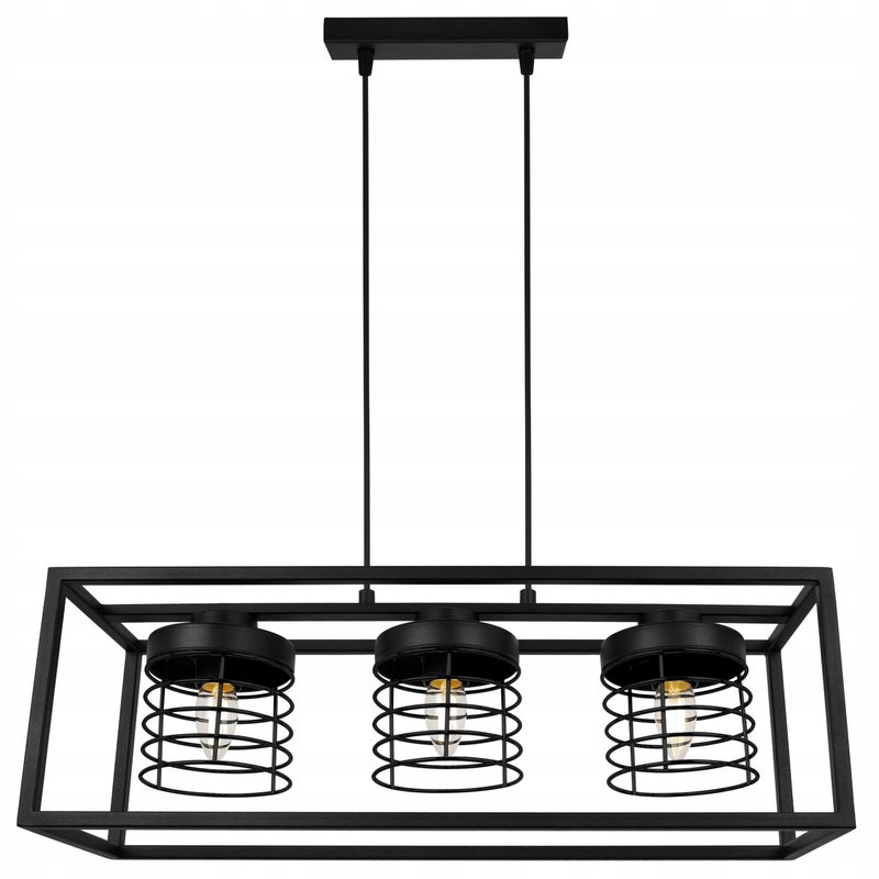 Lampa sufitowa wisząca Rasti Cage modern 3xE27 abażur walec druciak czarny Light Home LH