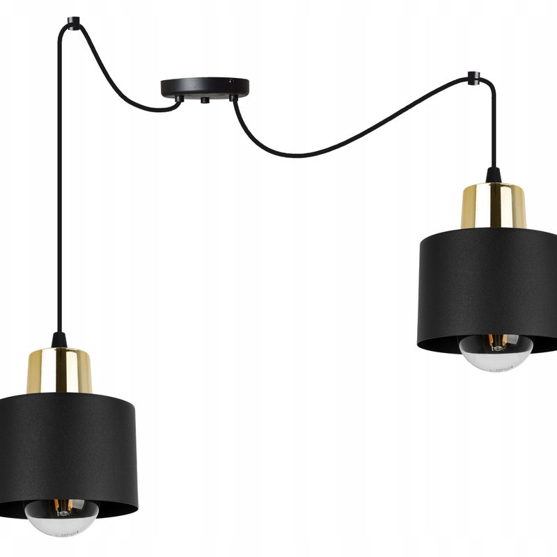 Lampa sufitowa wisząca Spider Panta modern 2xE27 abażur owalny czarny/złoty Light Home LH