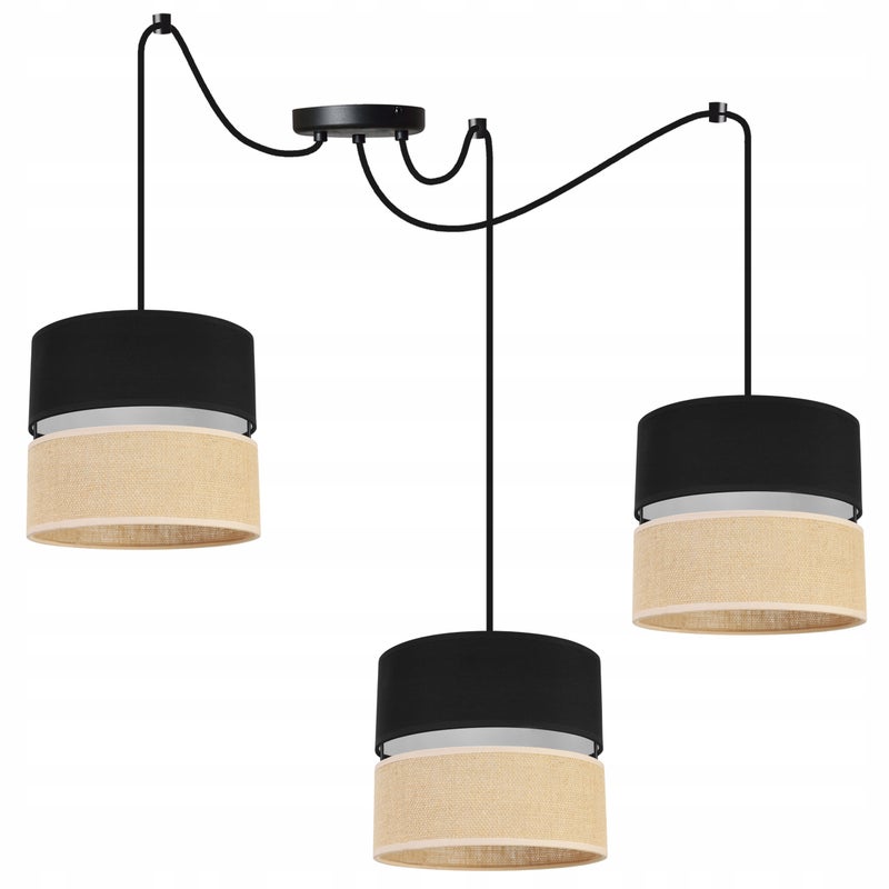 Lampa sufitowa wisząca modern Juta 3xE27 klosz owalny beżowy/czarny Light Home LH